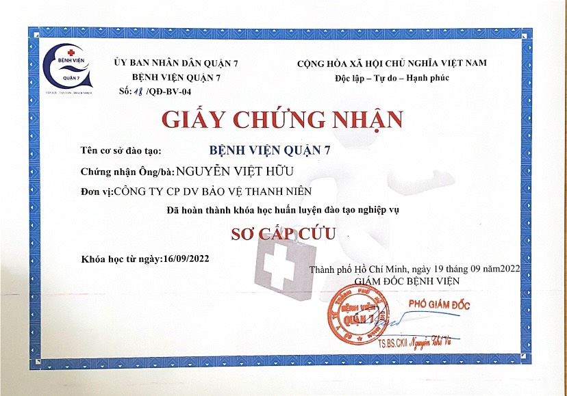 Giấy chứng nhận sơ cứu thương
